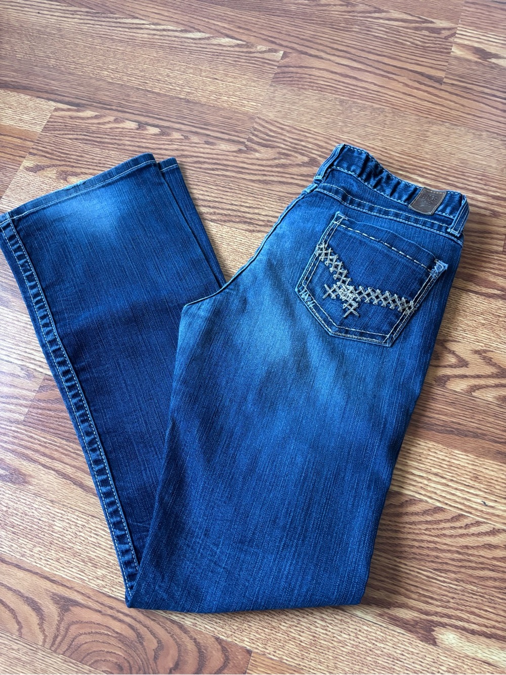 BKE Women's Blue Bootcut Jeans with Embroidered Back Pocket